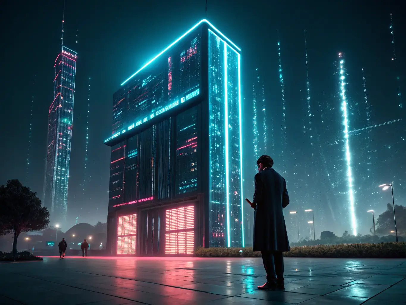 A sleek, modern digital agency hero image featuring AI elements, deep blue and steel gray tones, and dynamic motion effects to showcase innovation.