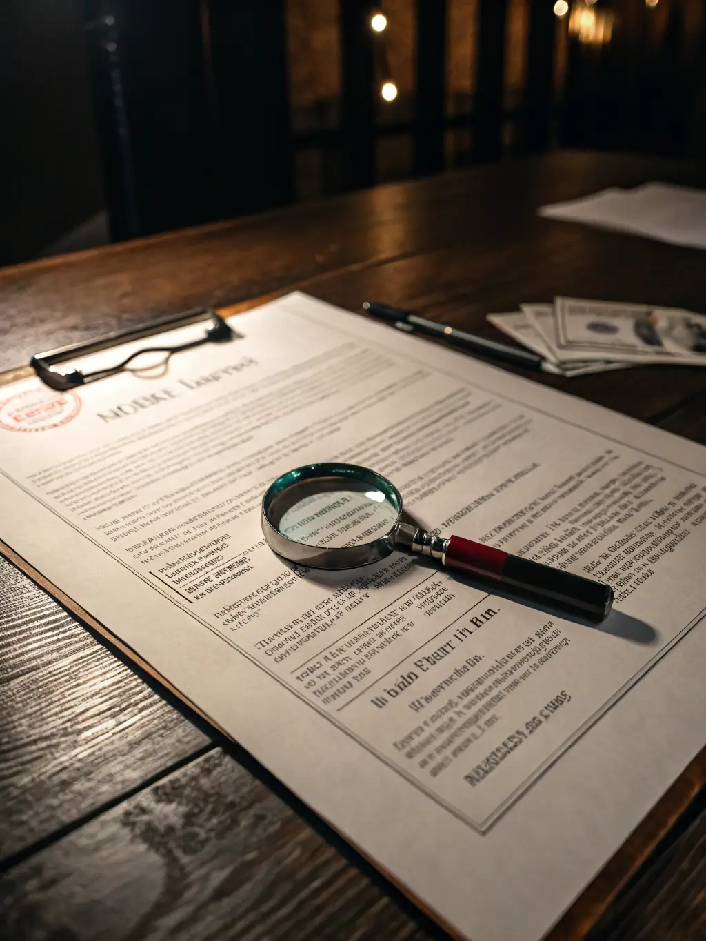 A professional image of a legal document being reviewed with a magnifying glass, highlighting the detail and precision involved in policy assessment.