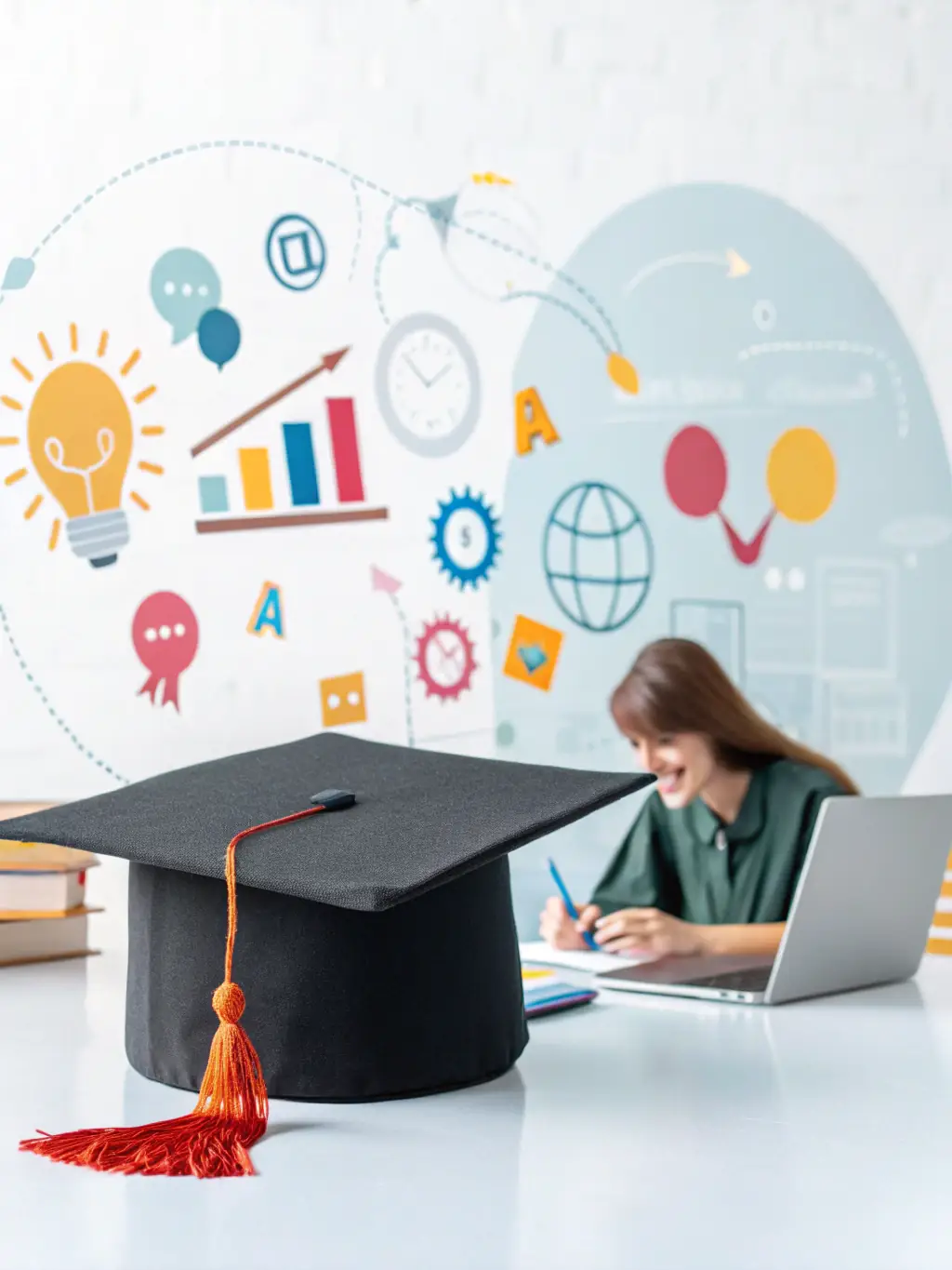 A clean, modern icon representing in-person and online training, such as a graduation cap with a computer screen in the background, symbolizing accessible learning.
