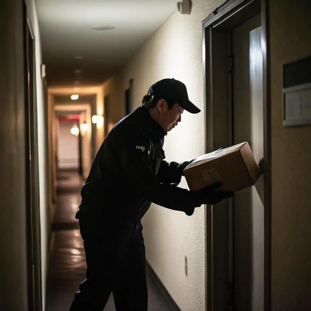 Image of a plain, unmarked package being delivered to a doorstep, emphasizing discretion and privacy.