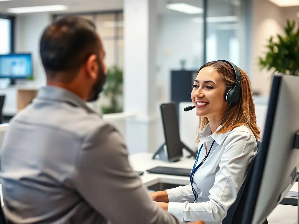 An image showcasing a chatbot interacting with a customer, highlighting the efficiency and personalized support provided by AI-powered chatbots. The image should convey responsiveness, intelligence, and customer satisfaction.