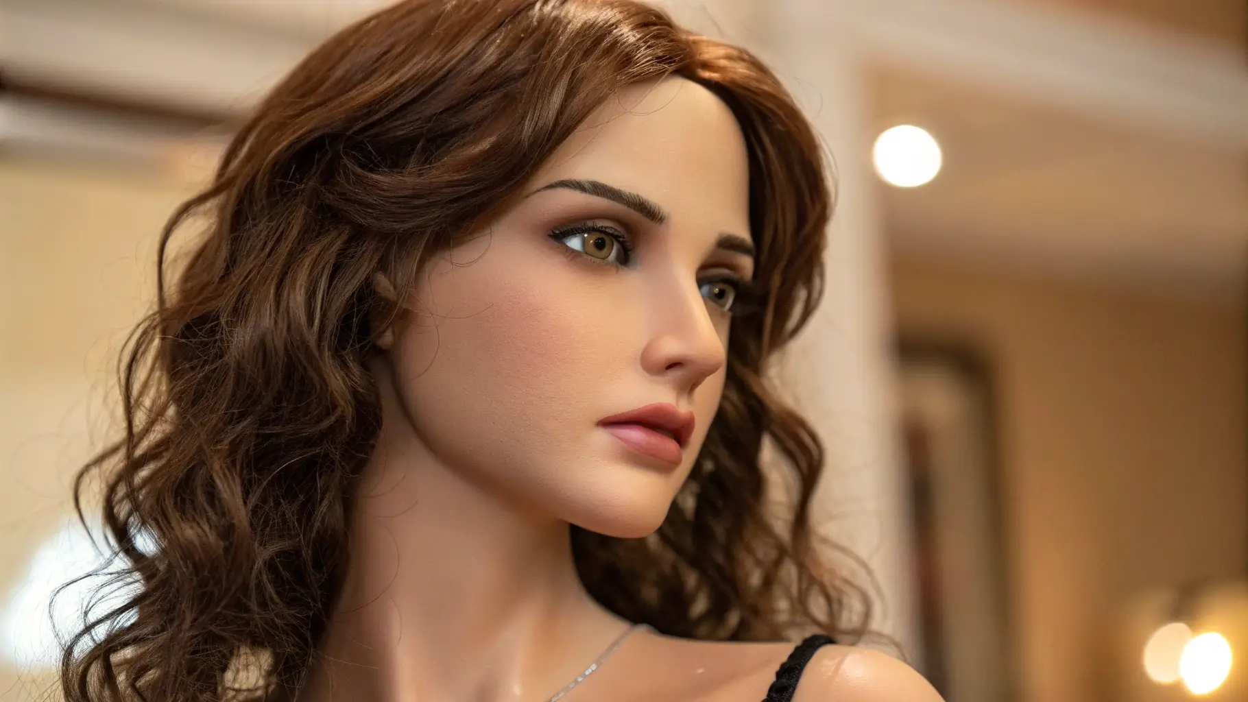 Close-up of a realistic sex doll made of medical-grade silicone, showcasing its smooth texture and elasticity.
