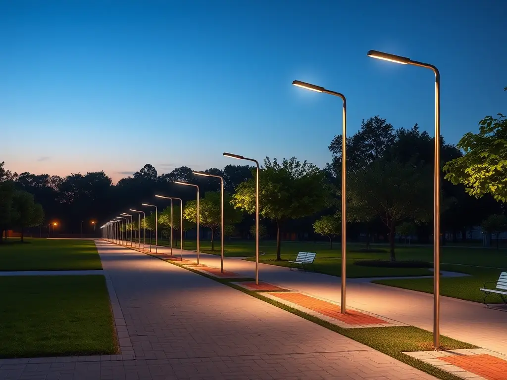 Visuals showcasing CELINTECH's solar lighting products in various outdoor environments, emphasizing quality and innovation.