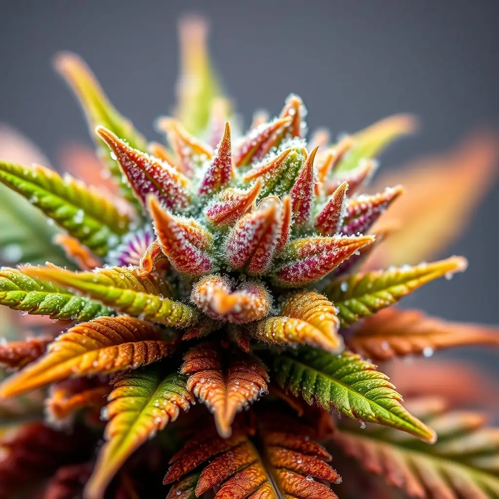 A close-up shot of Sweat Tea OG Flower, showcasing its vibrant colors and trichome coverage, with a subtle background of the MrGreenDc dispensary interior to emphasize quality and availability.