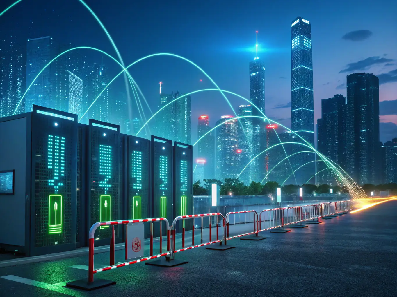 A futuristic digital security concept illustrating human and AI collaboration in cybersecurity, emphasizing innovation and vigilance