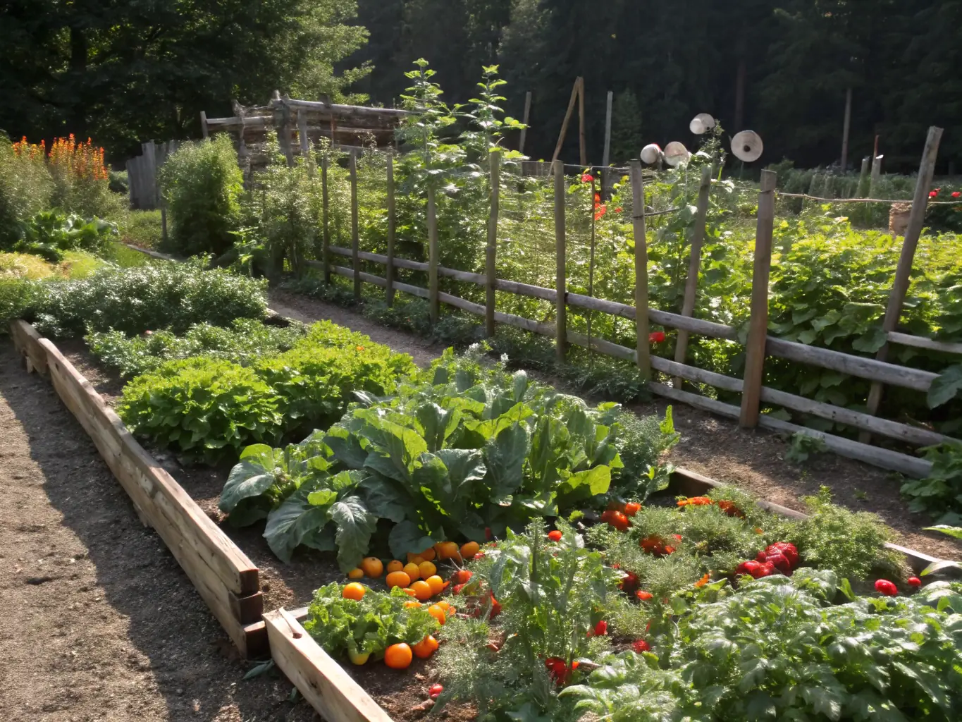 A vibrant and healthy garden with a variety of plants, flowers, and vegetables, showcasing the effectiveness of Span Shield Enterprise's products.