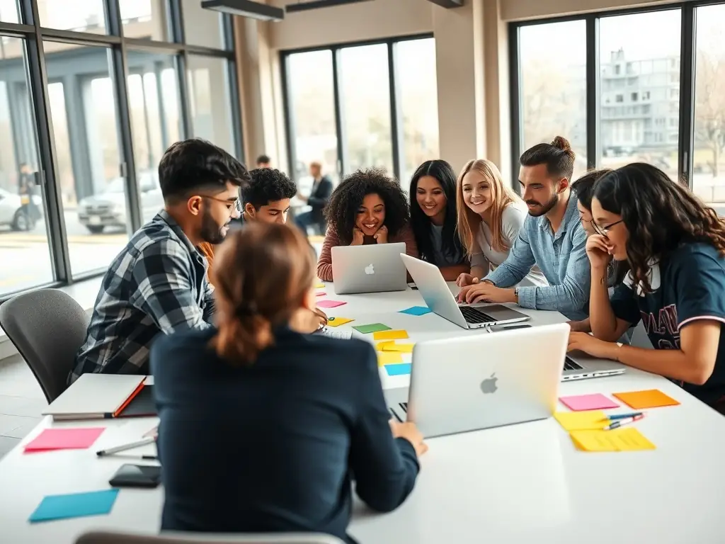 Image of a diverse group of students engaging in an online training session, showcasing active learning environment.
