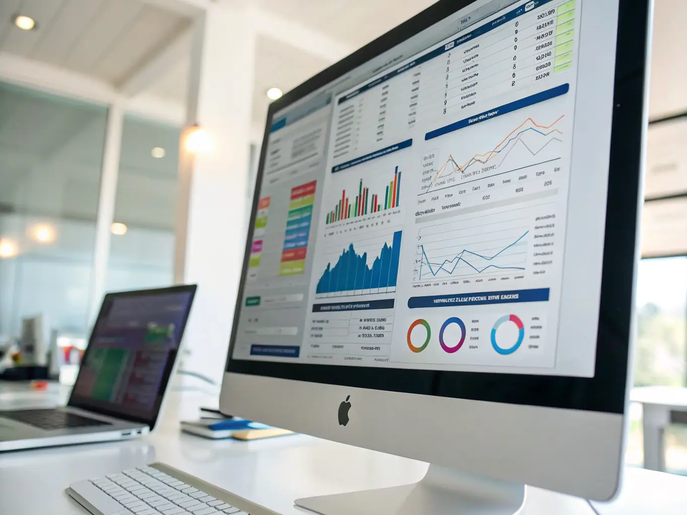 An illustrative image of financial charts and analysis tools on a computer screen