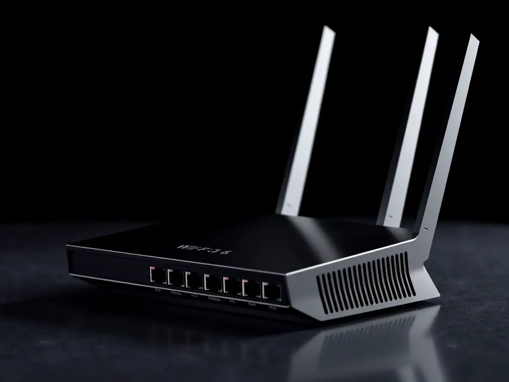 high-performance Wi-Fi 6 router with dual-band antennas and gigabit ports, designed for optimal coverage and speed