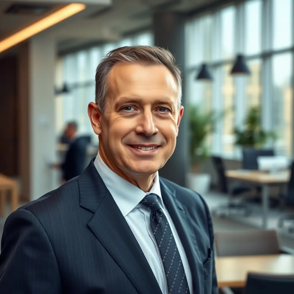 A man with receding hairline, wearing a formal shirt and tie.
