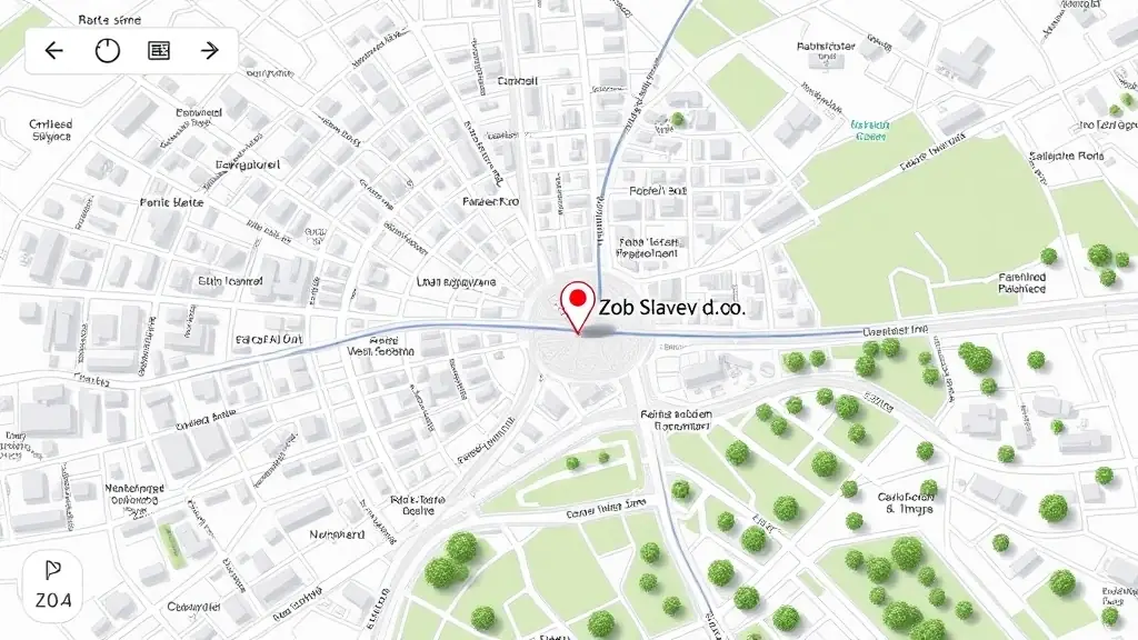 A map showing the location of Zob Slavec d.o.o. dental clinic in a city. The map is interactive and allows users to zoom in and out and get directions.