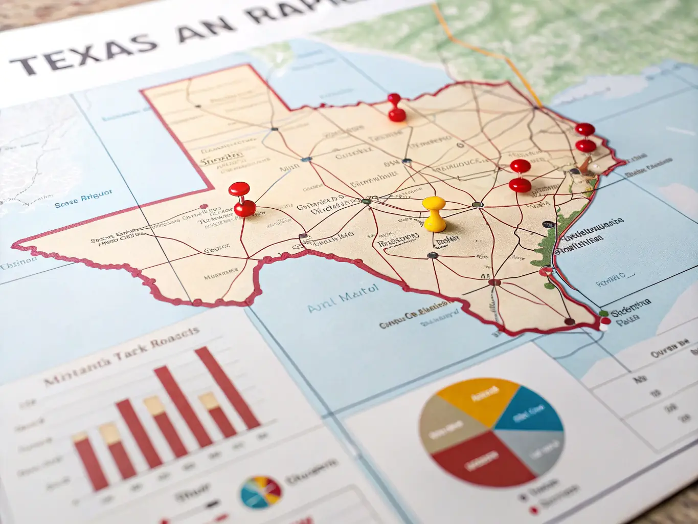A vintage-style map of Texas with markers on all 88 state parks, symbolizing the early ambitions of Omegacube.