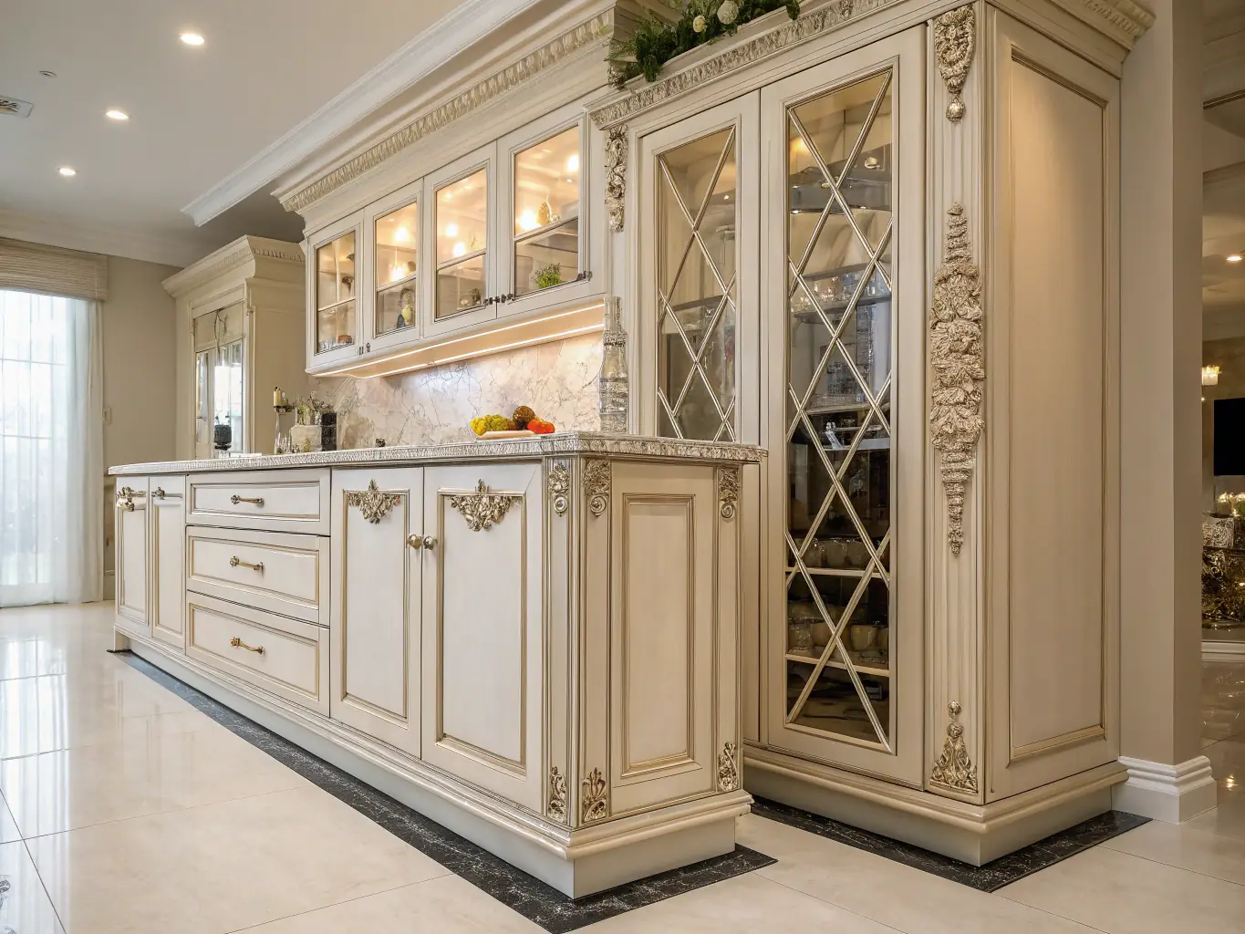 interior project showcase, high-resolution images of cabinetry, CNC machining process visuals, detailed technical sketches, modern wood textures