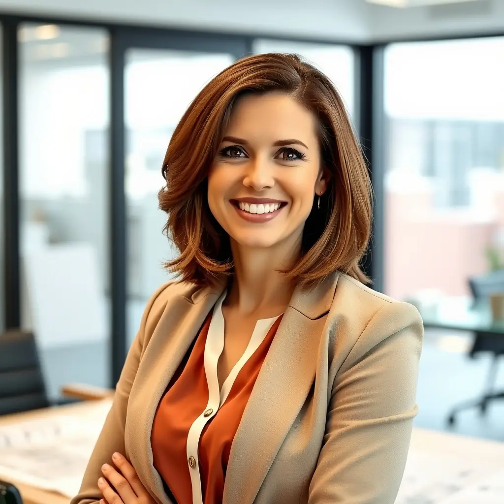 Claire has shoulder-length dark hair and a warm demeanor, often wearing a professional blazer and a welcoming smile.