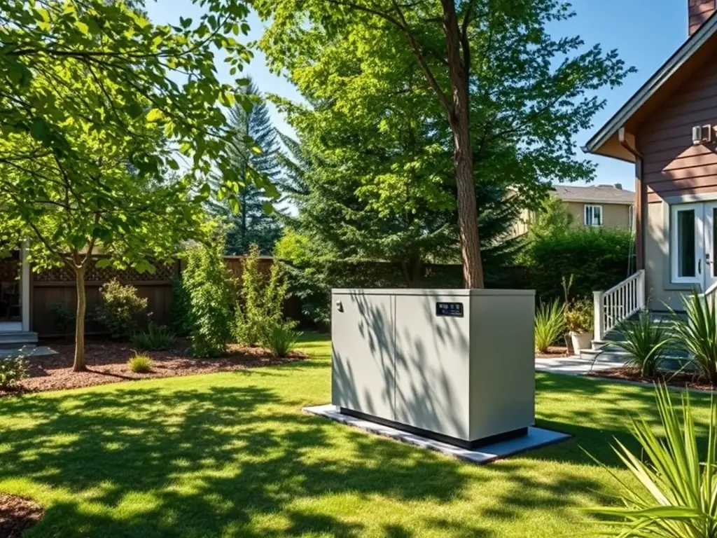 A serene landscape featuring a modern minireningsverk installation, showcasing its integration into a residential setting, emphasizing sustainability and efficiency.