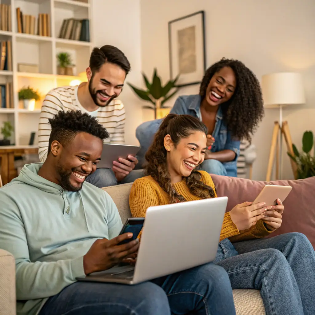 A professional image showcasing a diverse group of people from different countries shopping online, symbolizing AliExpress's global reach. The image should convey a sense of opportunity and connection.