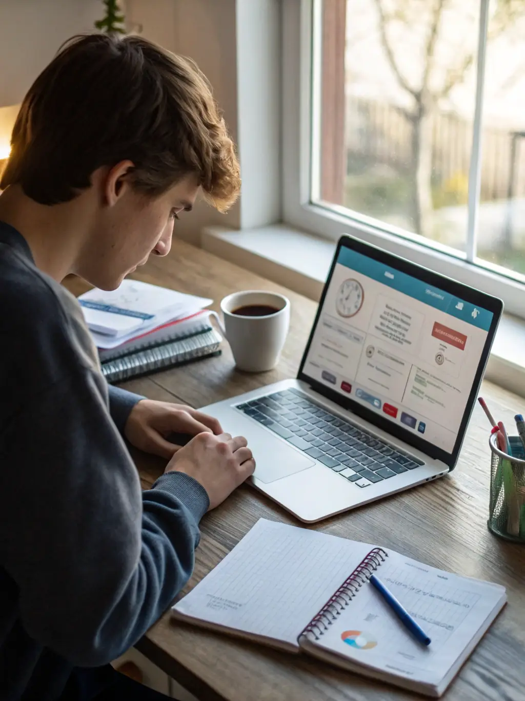 A focused individual participating in an online ADHD coaching session, demonstrating the ADHD support services provided by Summit Psychiatry Associates.