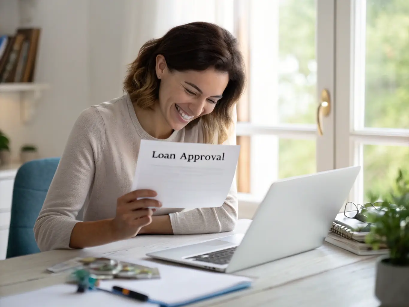 An image depicting a person looking relieved and smiling while reviewing their tax refund statement, symbolizing the financial benefits of professional tax preparation and maximized refunds.