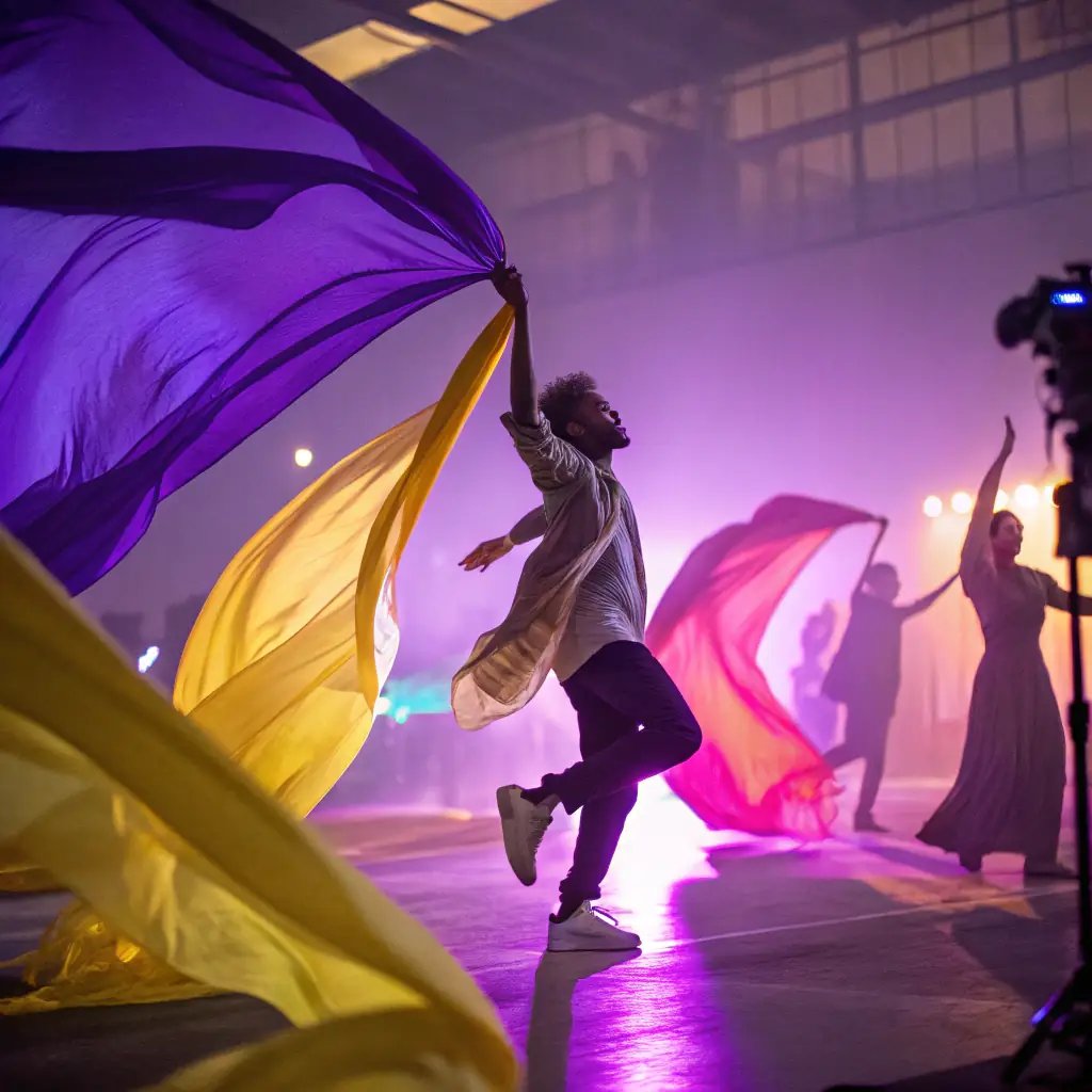A still from the 'Club Is Dead' music video, showcasing a visually striking scene that highlights the color grading and visual effects work done in post-production. The image should convey the mood and style of the video.
