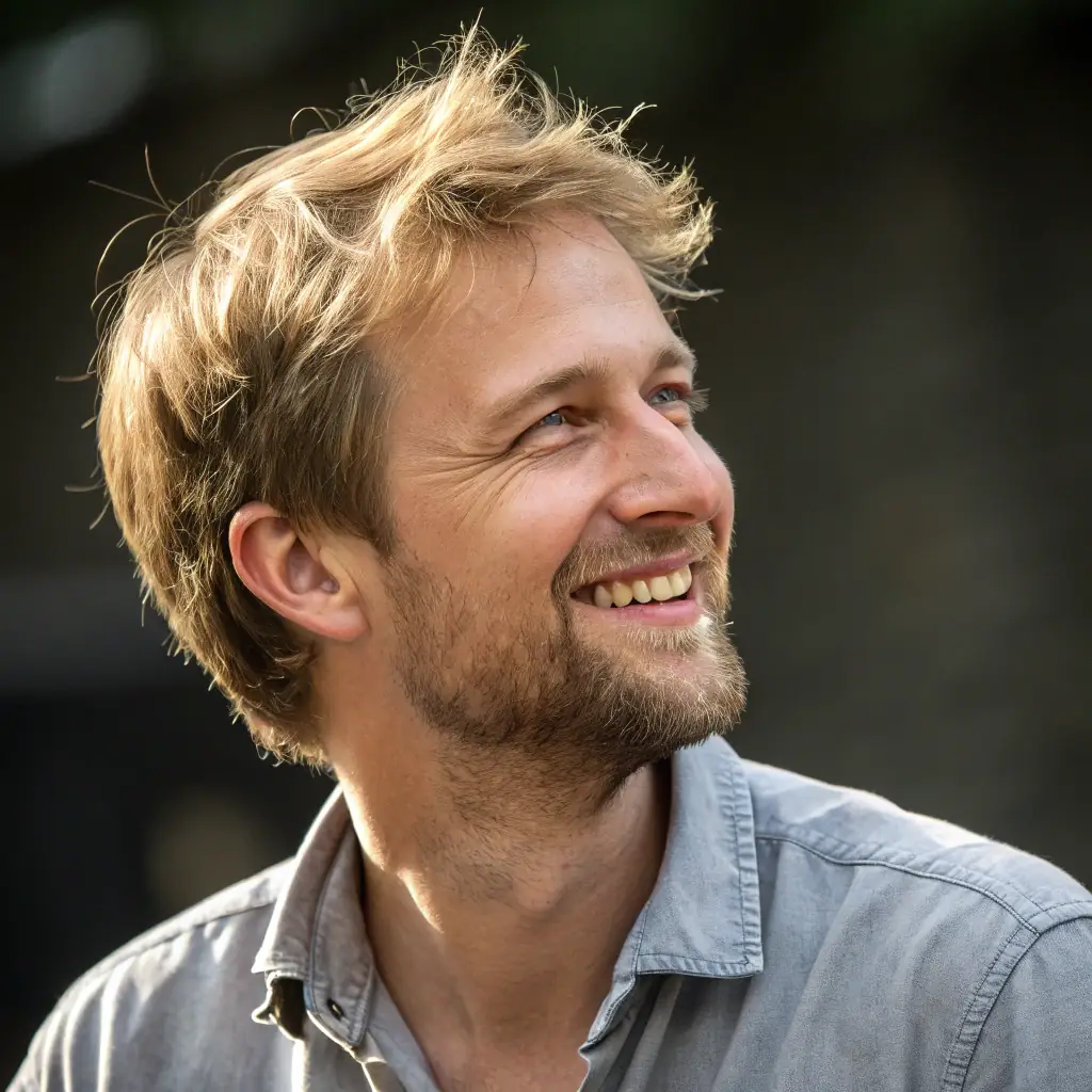 Jean-Pierre has a neatly trimmed beard and a friendly, approachable demeanor.