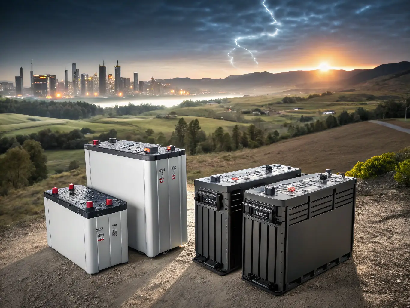 An image illustrating the energy storage system in a utility or industrial setting, emphasizing scale and safety.