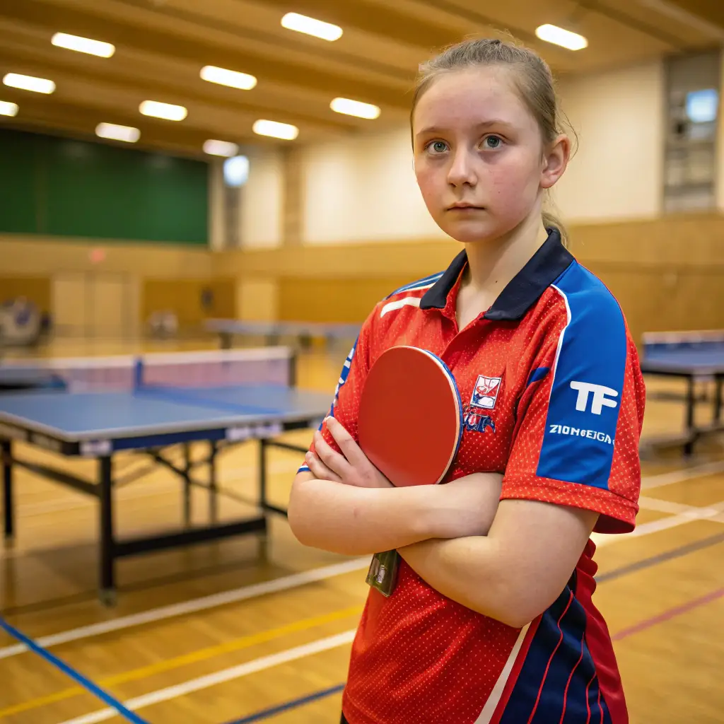 Sophie is an energetic woman with long brown hair pulled back in a ponytail, wearing a sporty tracksuit.