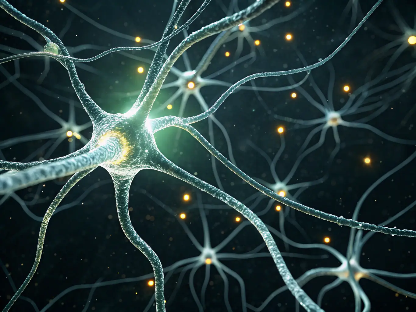 A digital illustration of interconnected neurons firing, representing the complexity of neurological conditions. The image should convey a sense of scientific precision and hope.