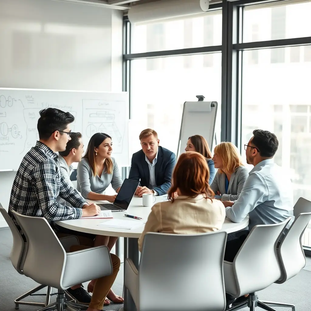 A team of IT consultants collaborating on a software implementation project, showcasing Elevatrix's expertise in SaaS solutions. The image should convey professionalism, efficiency, and a focus on client success.