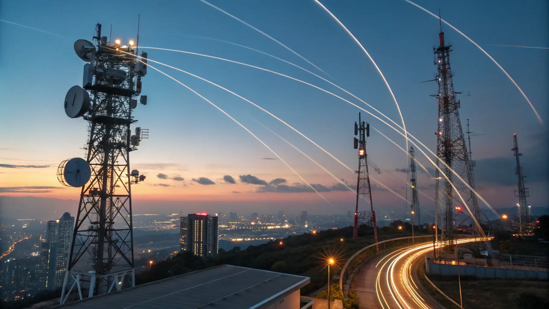 A collage of CELINTECH's infrastructure projects, showcasing fiber networks, power transmission, solar panels, and data centers.