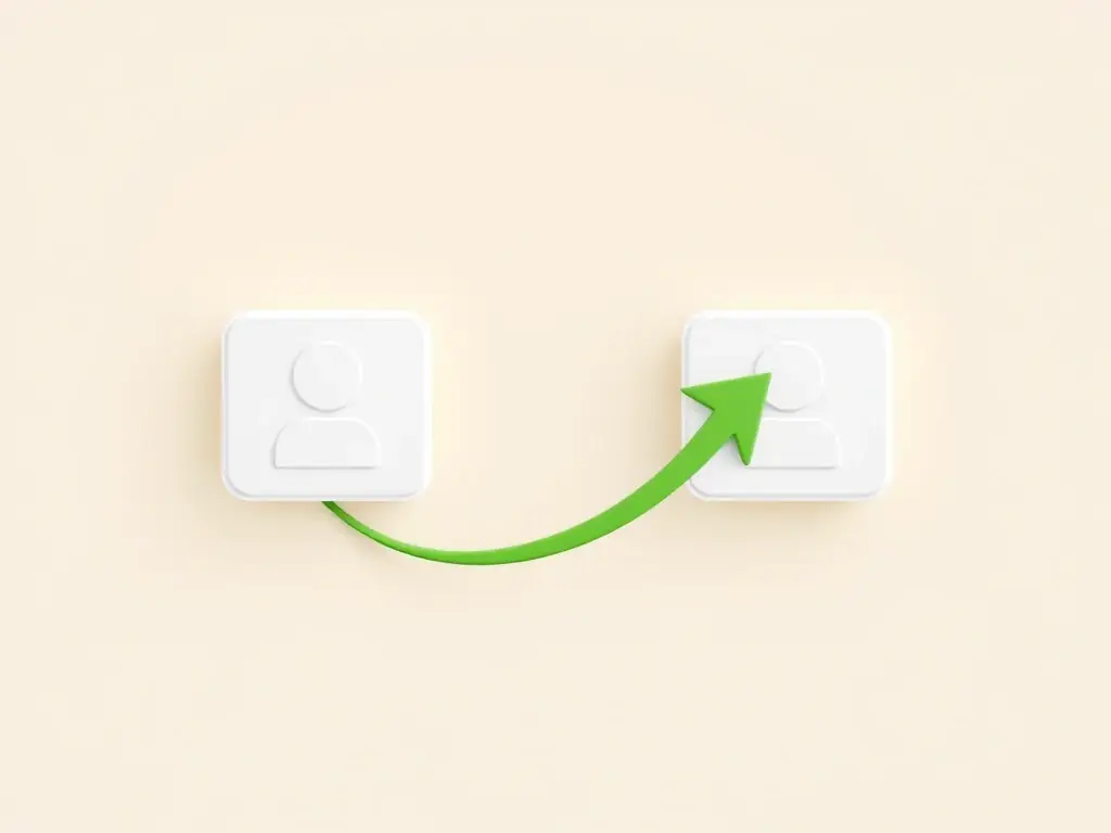 A badge-style graphic representing streamlined referrals, such as an arrow moving smoothly between two entities, set against a background of efficient processes.