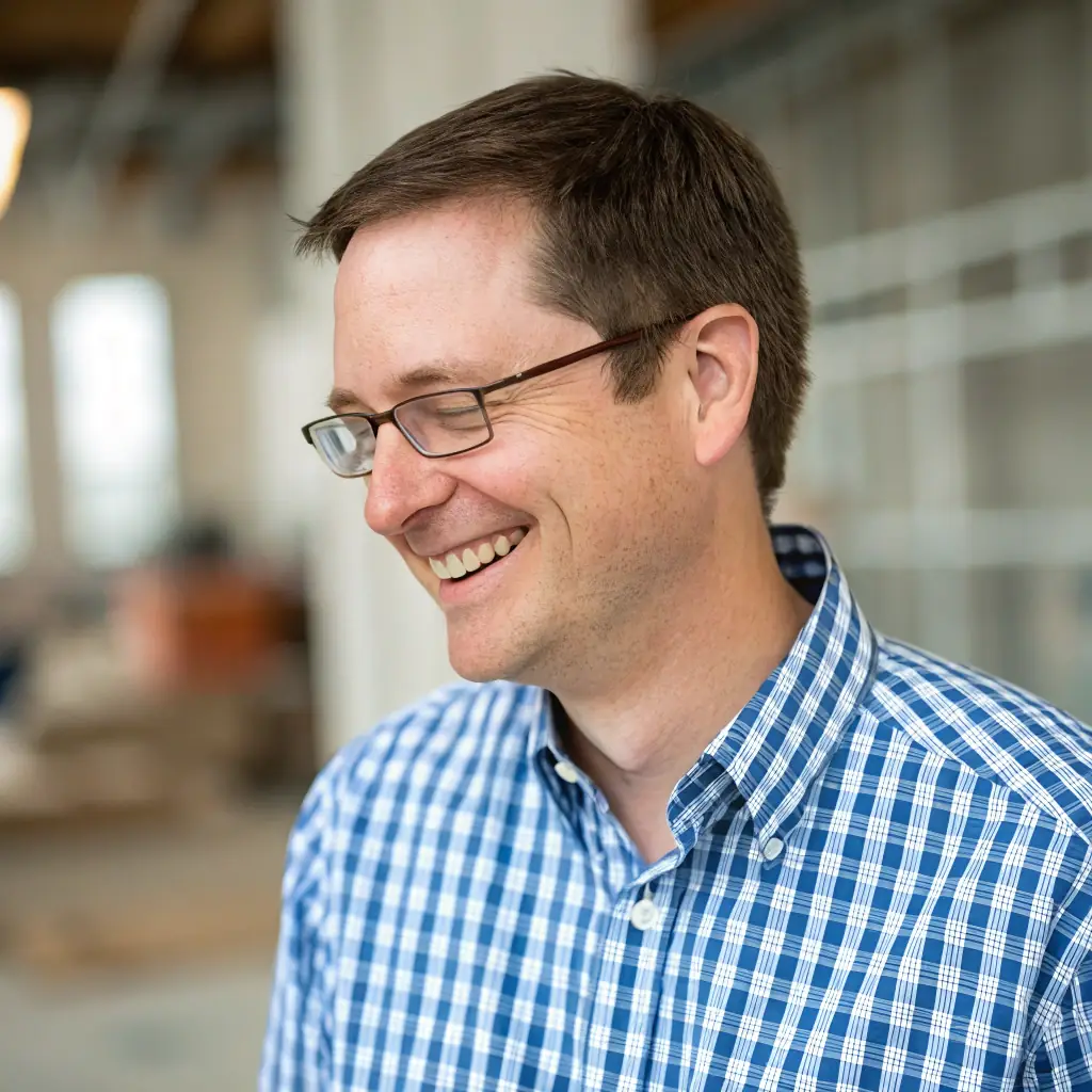 A man with short brown hair, glasses, and a friendly demeanor.