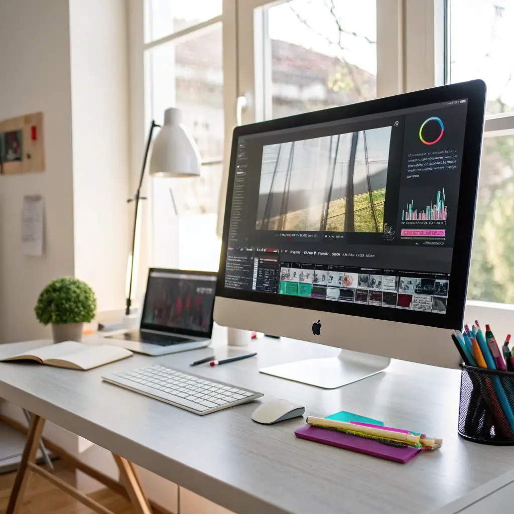 A high-quality image showcasing a successful digital marketing campaign, featuring data visualizations and creative assets that represent the results achieved for a client. The image should convey a sense of innovation, impact, and tangible outcomes.