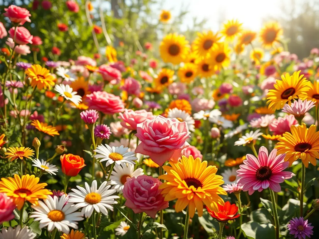 A vibrant image of a well-maintained garden with colorful flowers, pathways, and outdoor lighting, representing the quality of Flawsee Landscaping.