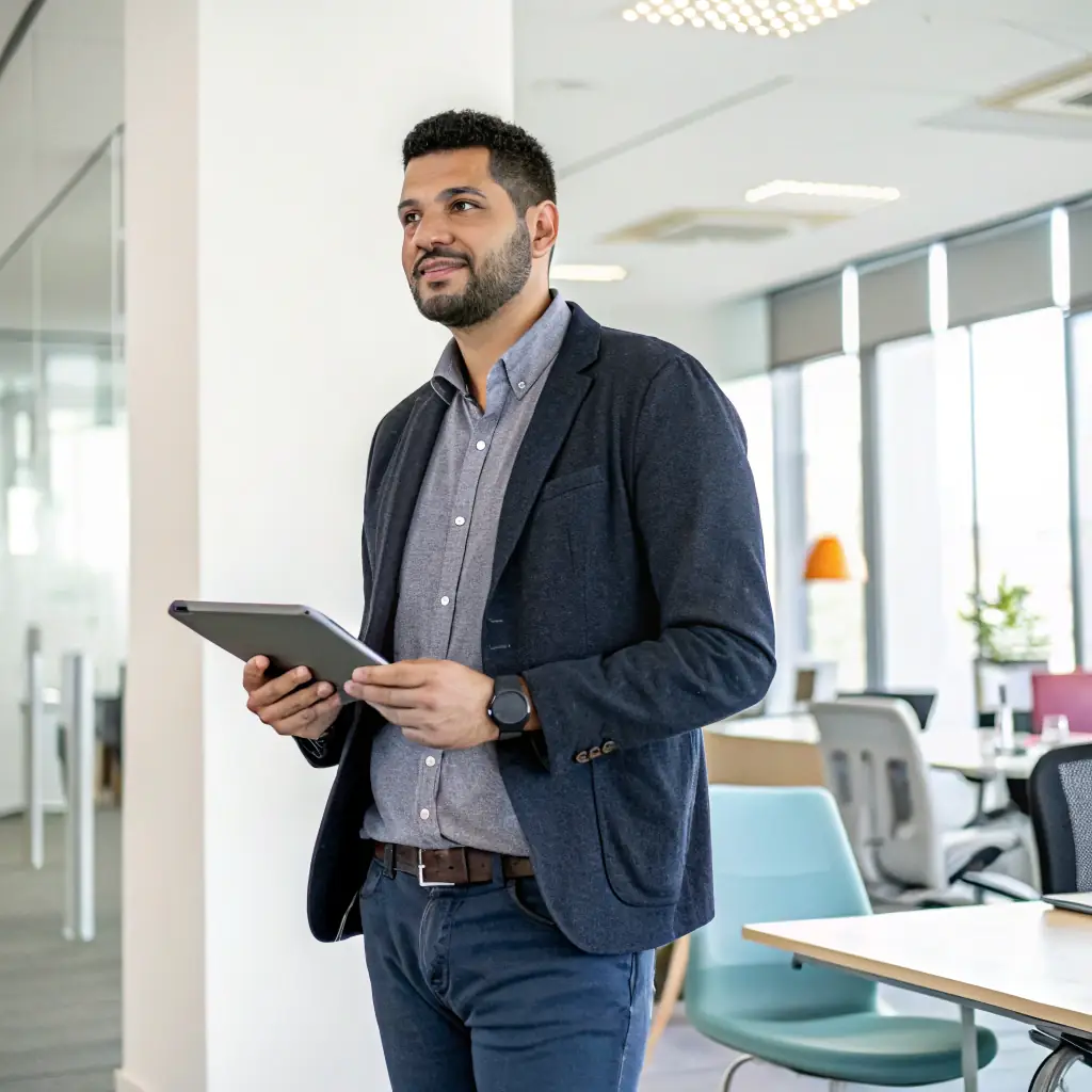 Kevin is an experienced consultant with a confident presence, offering strategic advice and support.