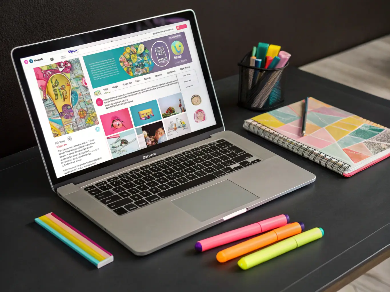 A vibrant image showcasing a diverse array of AI tools on a laptop screen, symbolizing the breadth of options available for side hustlers, set against a modern, minimalist background.