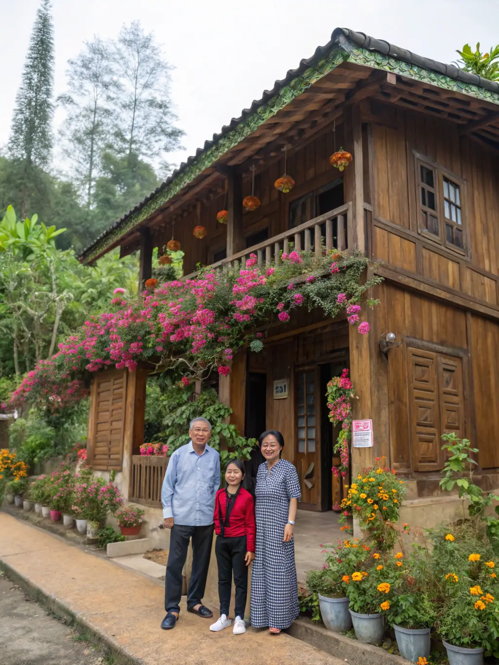 A respectful image depicting a traditional Vietnamese family gathered around a table, sharing a meal and discussing important matters, symbolizing the importance of family in their culture.