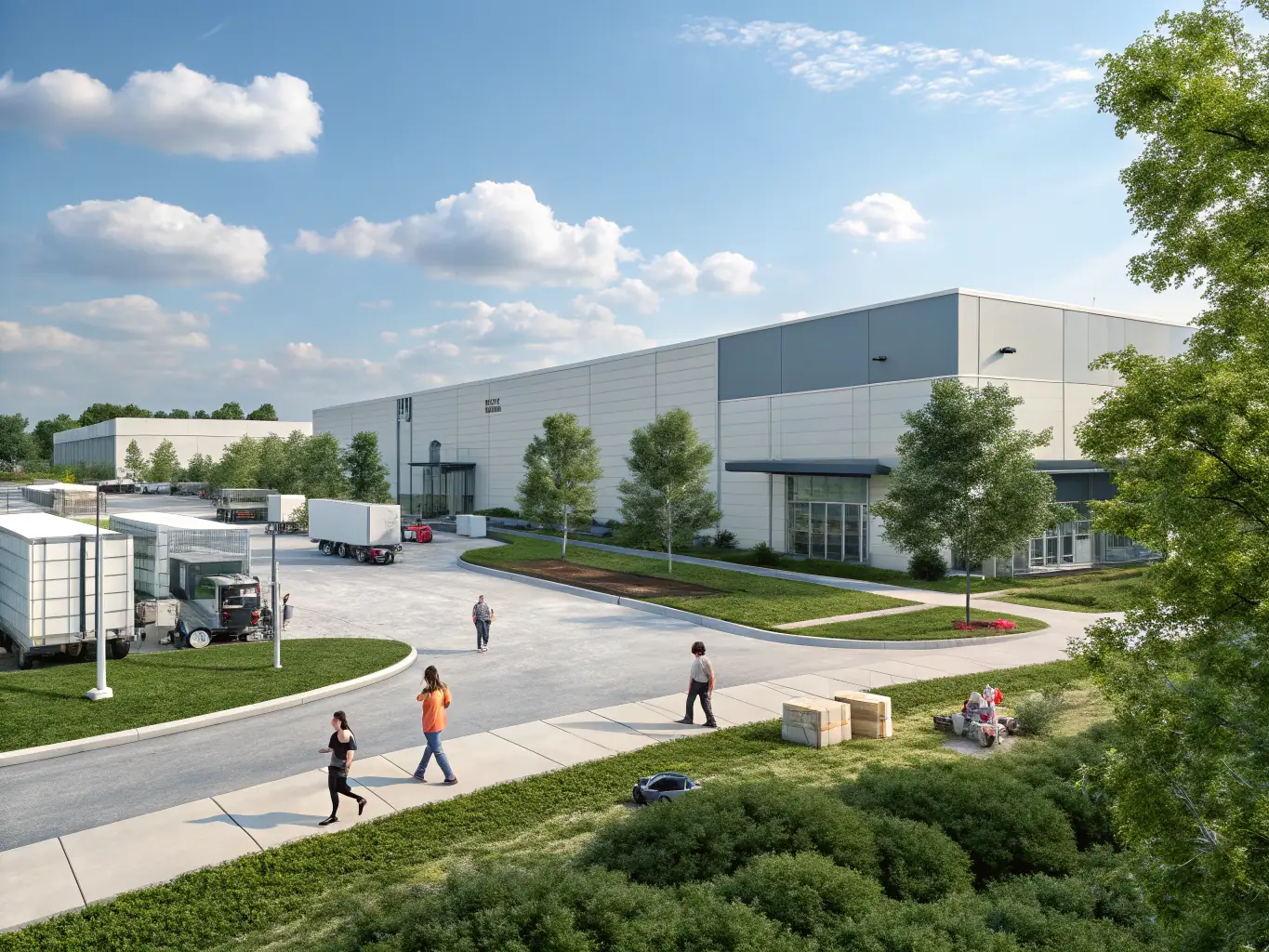 a high-tech industrial park illuminated with CELINTECH's advanced lighting systems