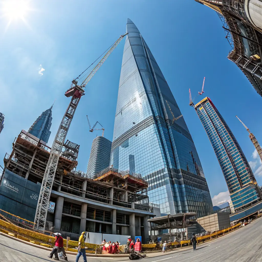 A modern commercial building under construction in New York City, showcasing the expertise of JFNONO Management in handling complex projects.