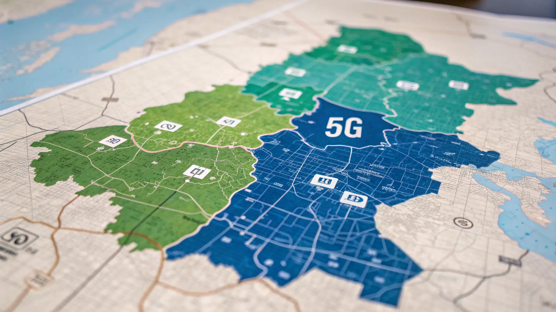 Interactive coverage map of Home Town Internet MN, highlighting live service areas in blue, coming soon areas in gold, and request service areas in gray.