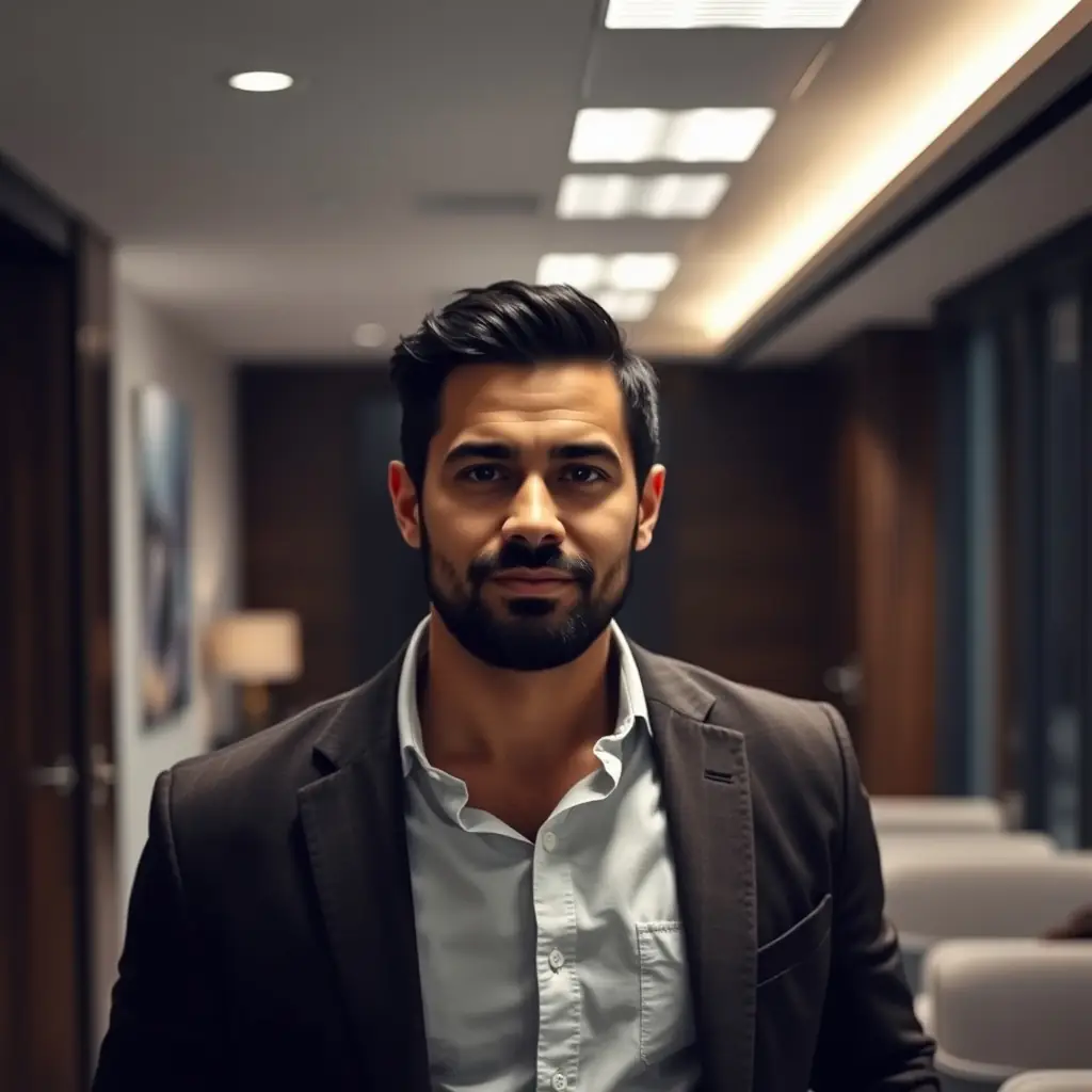 Bob has short dark hair, a neatly trimmed beard, and a serious expression.