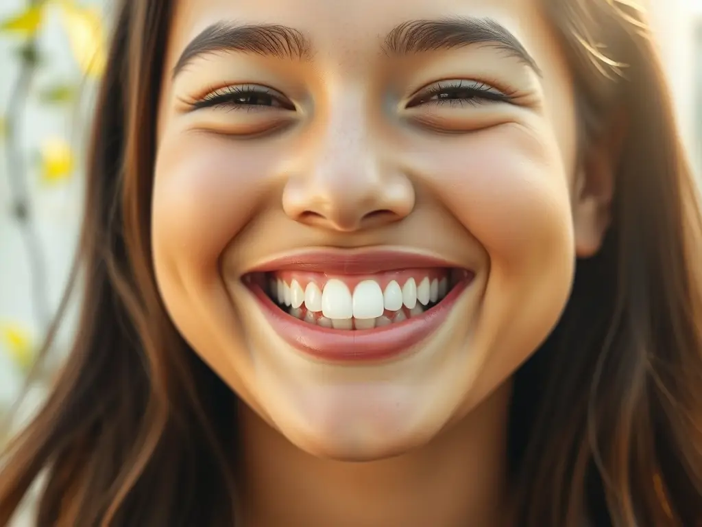 A patient smiling confidently after undergoing laser teeth whitening, showcasing the bright and natural-looking results achieved with minimal sensitivity.