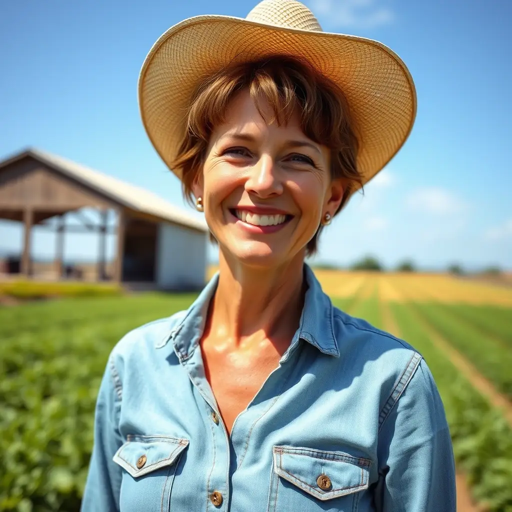 Sarah is a woman in her early 40s with shoulder-length brown hair and glasses, smiling warmly at the camera.