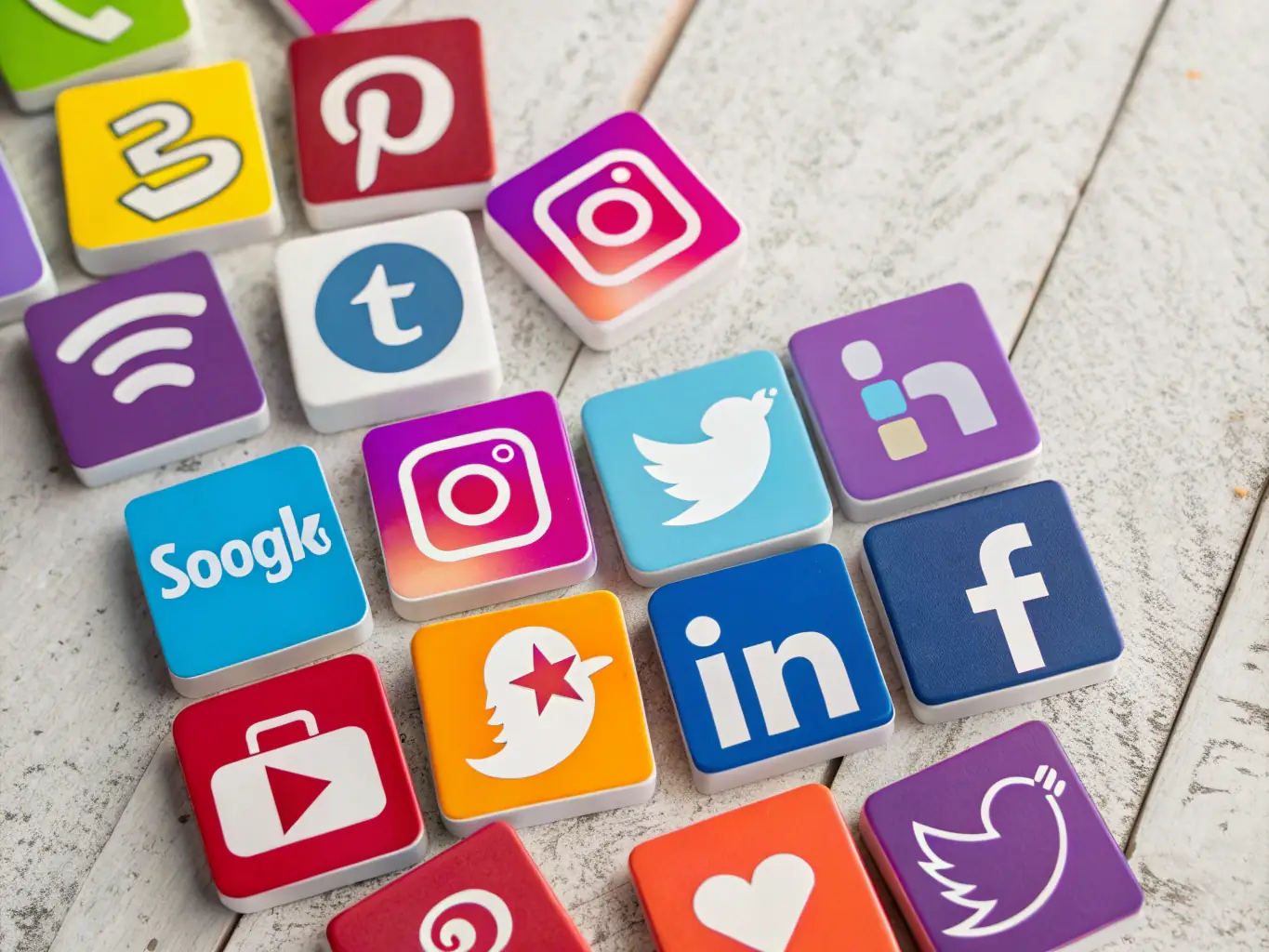 A collage of social media platform logos (Facebook, Twitter, Instagram, YouTube, TikTok) interconnected with flowing data streams, subtly branded with the OmegaQube logo, symbolizing maximized performance across platforms.