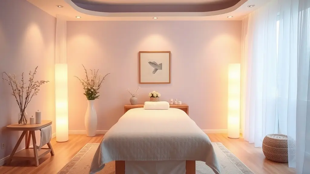 A welcoming Thai massage room with comfortable massage beds, soft lighting, and a tranquil ambiance, showcasing a relaxing environment for clients in Bur Dubai.