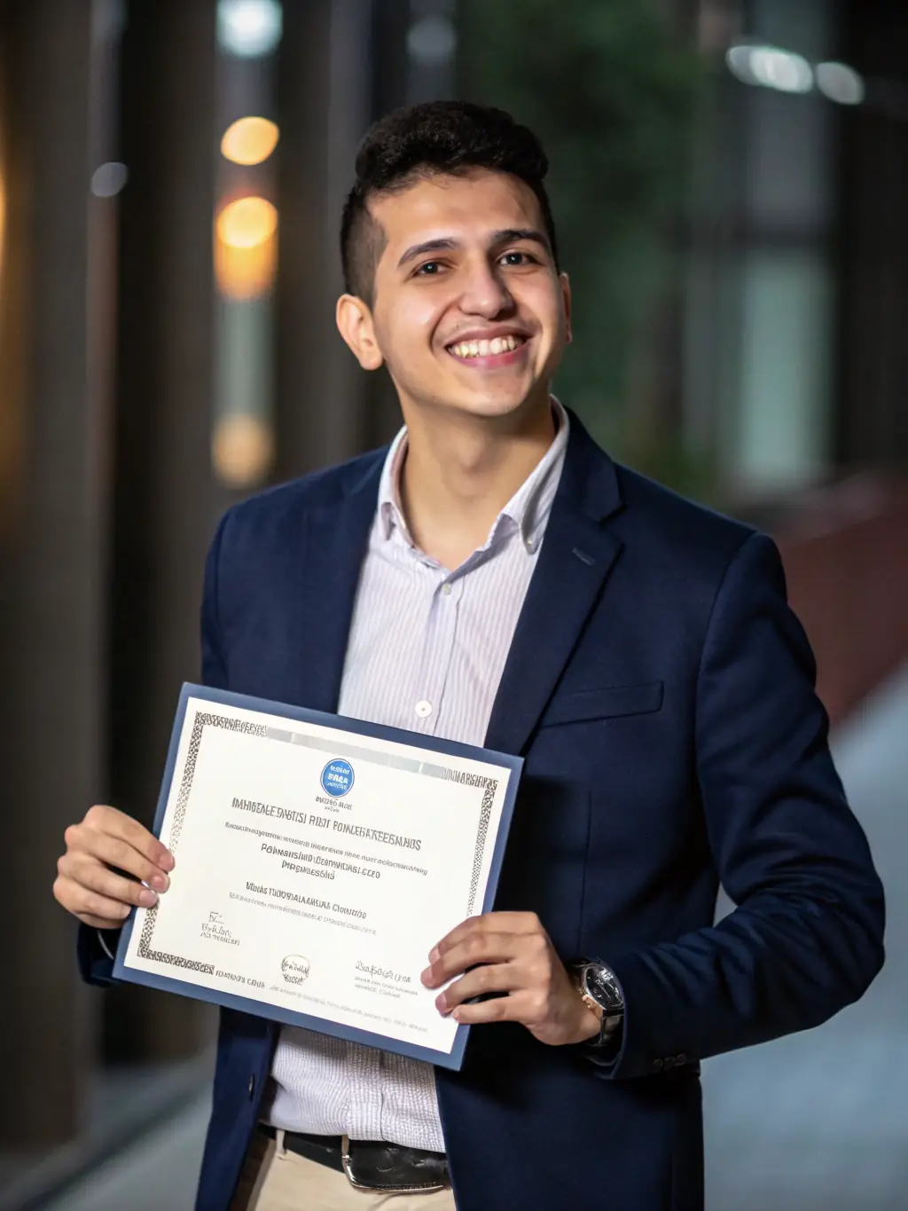 A person proudly displaying an ADA Aware Certificate, symbolizing their completion of a comprehensive training program.