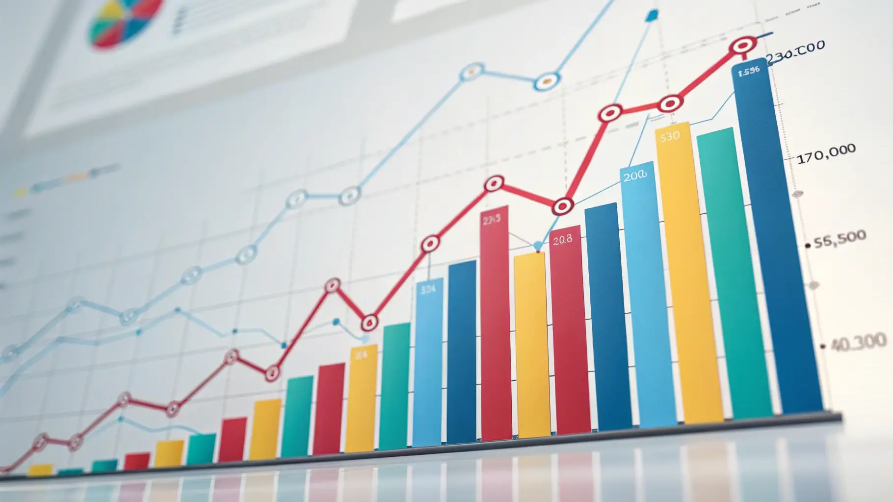 A bar graph showing the increase in website traffic and revenue after implementing local SEO services. The x-axis represents different metrics like website visits, leads, and sales, while the y-axis represents the percentage increase.