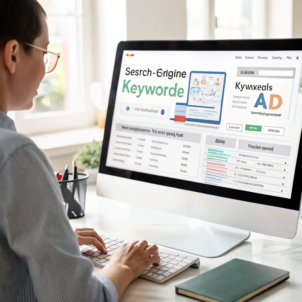 A vibrant image showcasing a digital product store's website ranking high on search engine results, symbolizing increased visibility and sales.