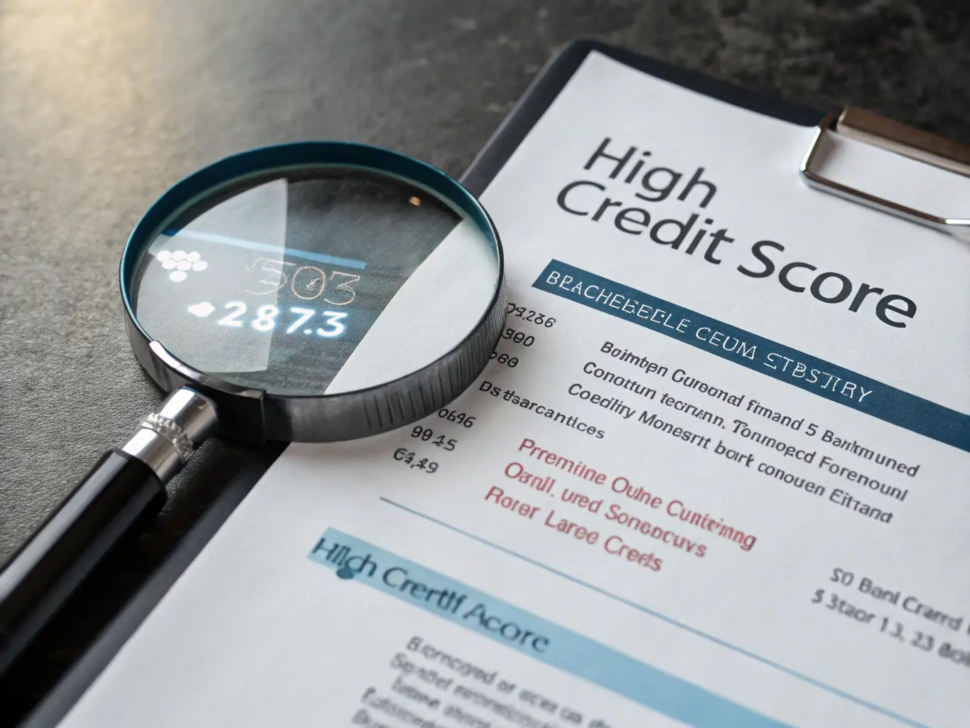 A credit score report with a highlighted low score, representing bad credit loans.