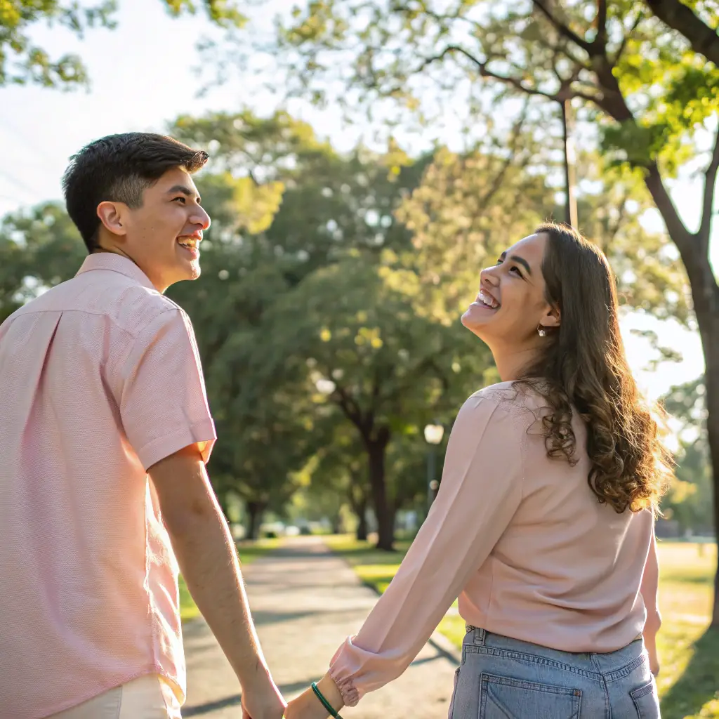 A happy couple celebrating their engagement in Colombia, symbolizing the K-1 visa process.