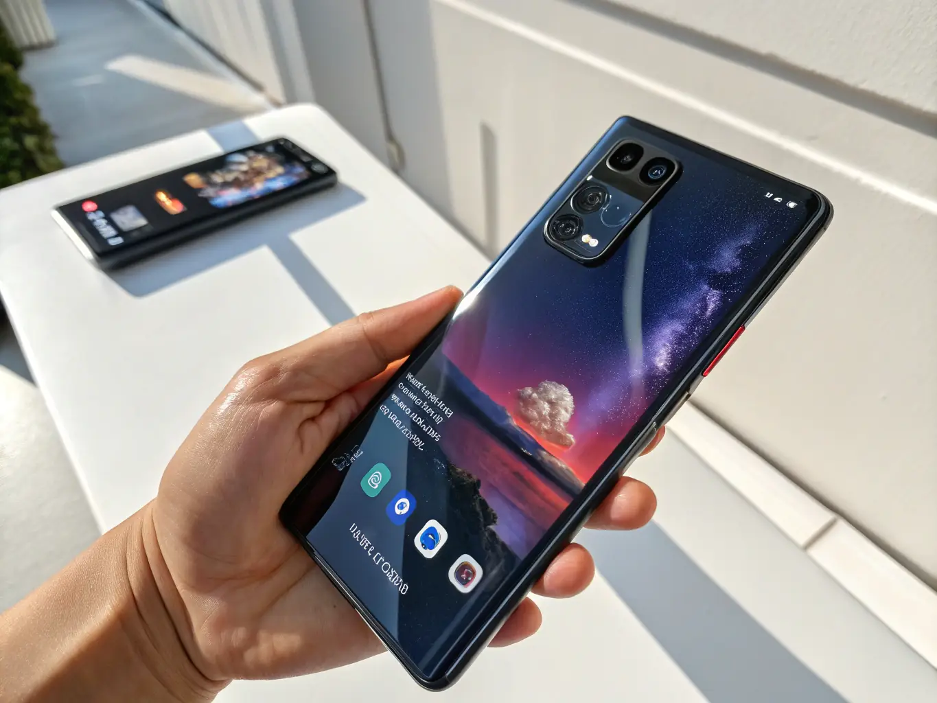A sleek modern smartphone with a vibrant display, showcasing the latest in mobile technology.